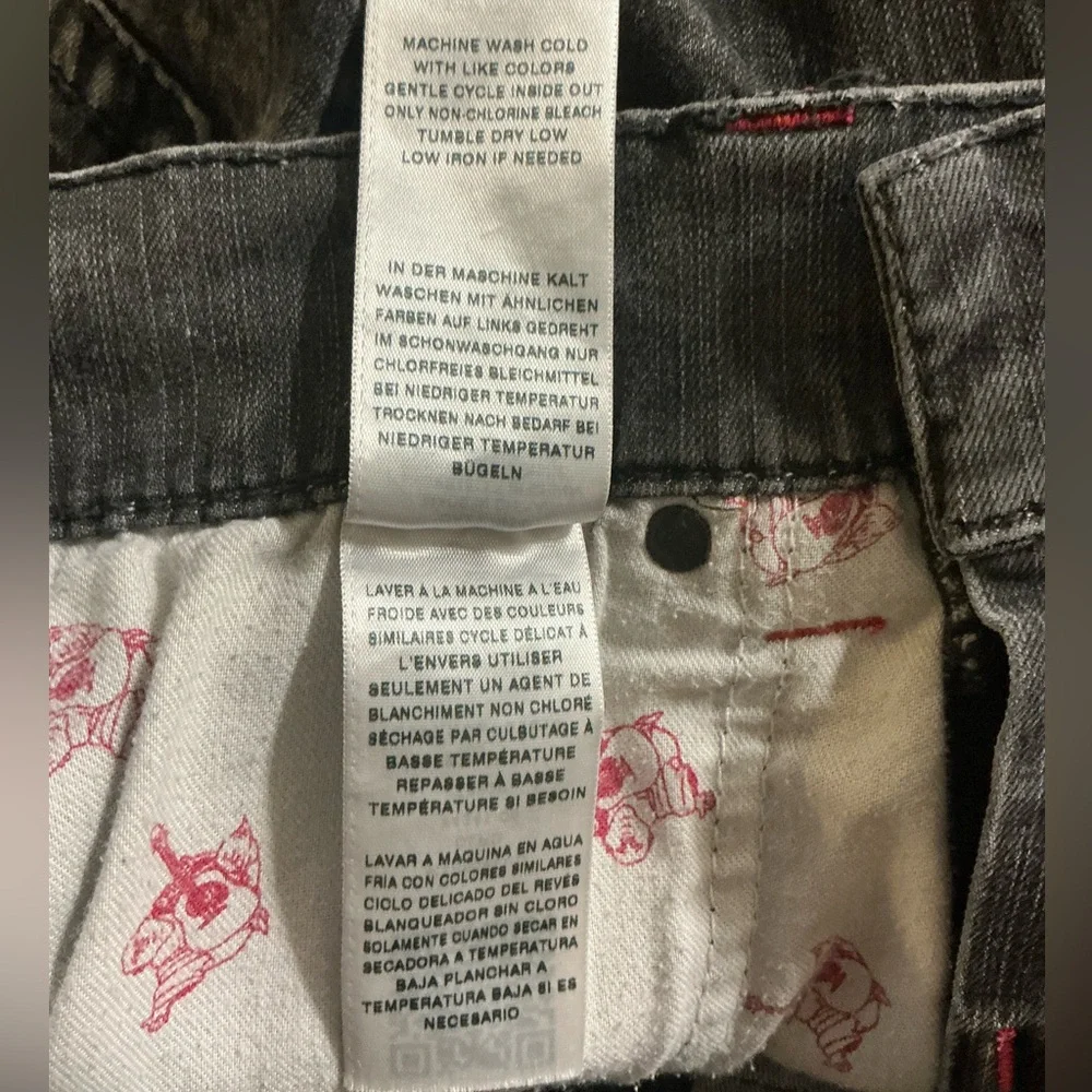 True Religion Men's Black Acid-Wash Slim Straight‎ Jeans size 30X31